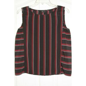 Lord & Taylor Blouse Top Sleeveless Striped Red Black Career Pullover Womens M